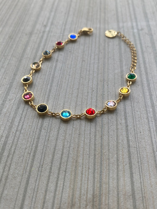8 inch stainless steel Bejeweled bracelet
