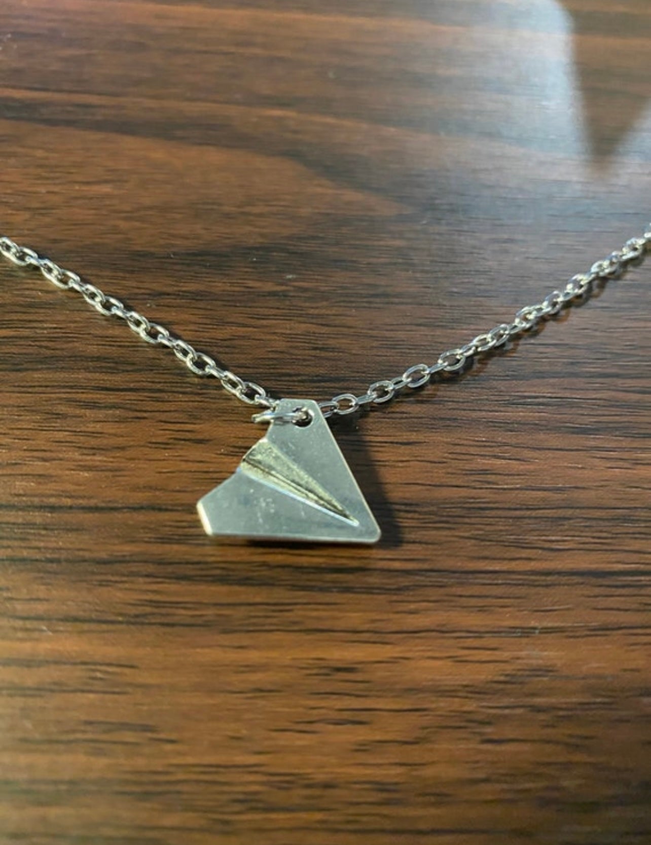 45 cm stainless steel paper airplane necklace