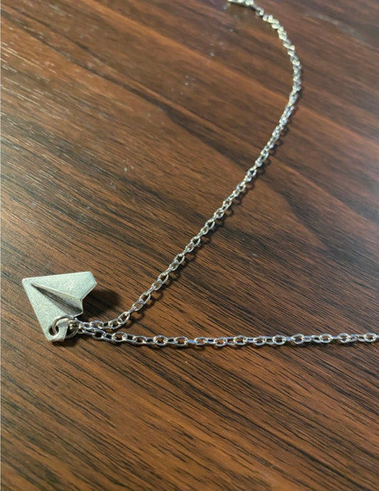 45 cm stainless steel paper airplane necklace